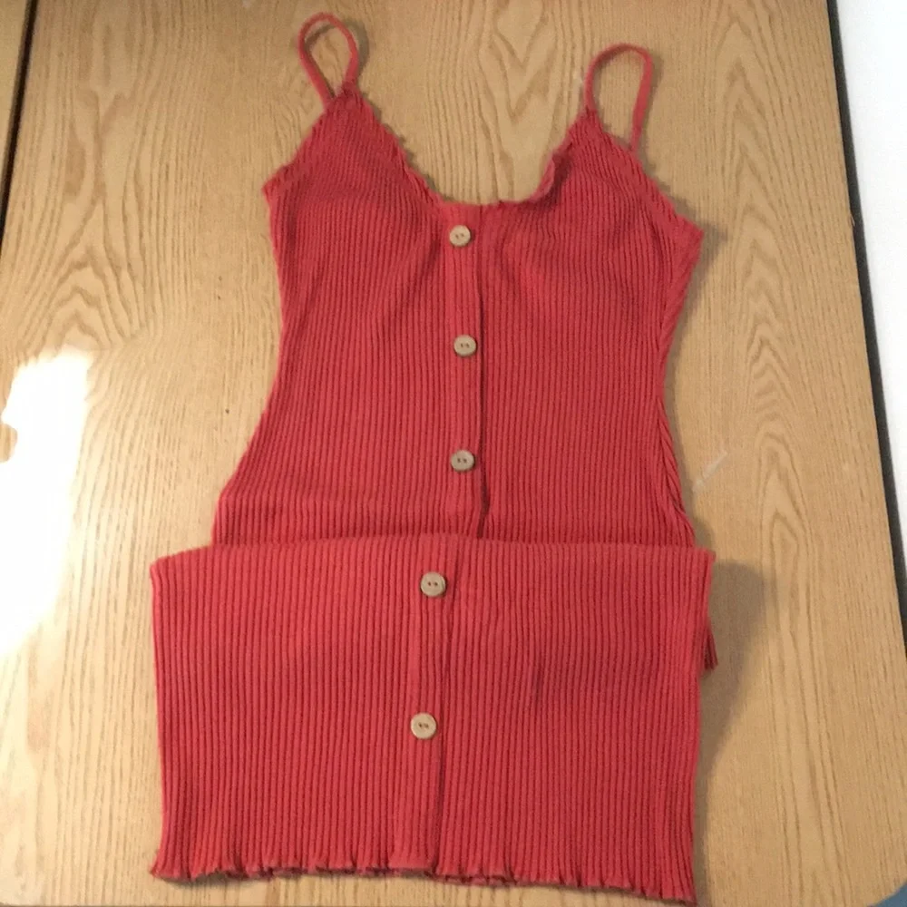 B6 New Derek Hart Ribbed Tank Dress Very Stretchy Burnt Burgundy Size Medium